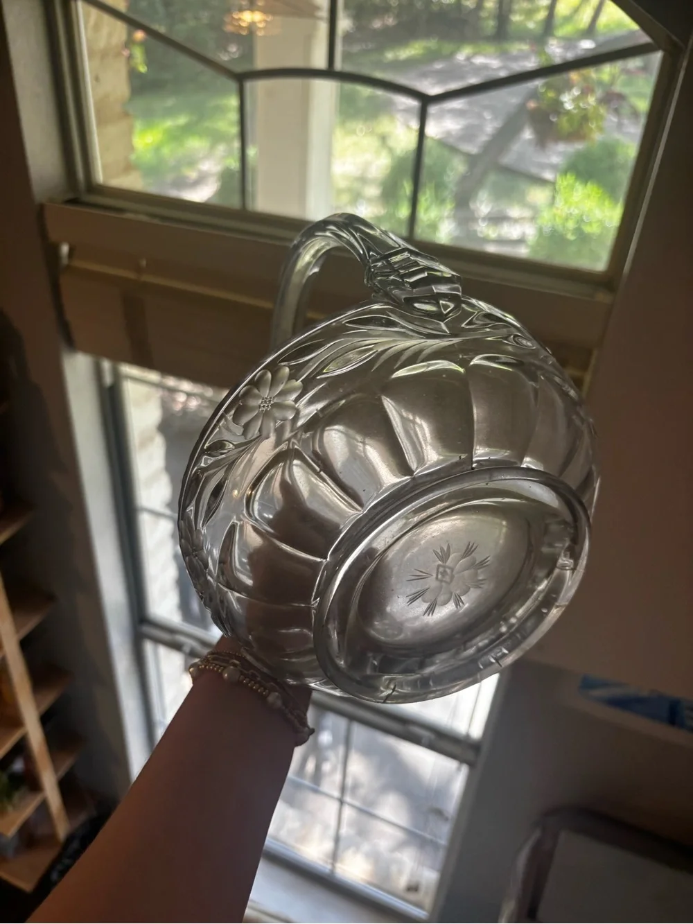 Clear Crystal Floral Basket - Home Accents